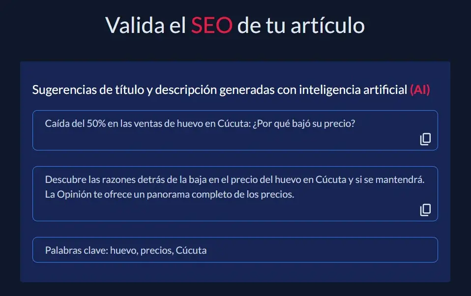 SEO sugerencias con inteligencia artificial